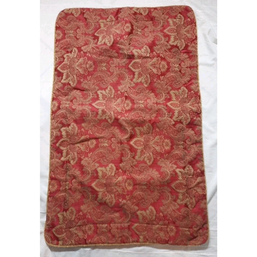 2 Vtg Croscill Bellissima Red Gold Paisley Medallion KING Pillow SHAMS 21x37